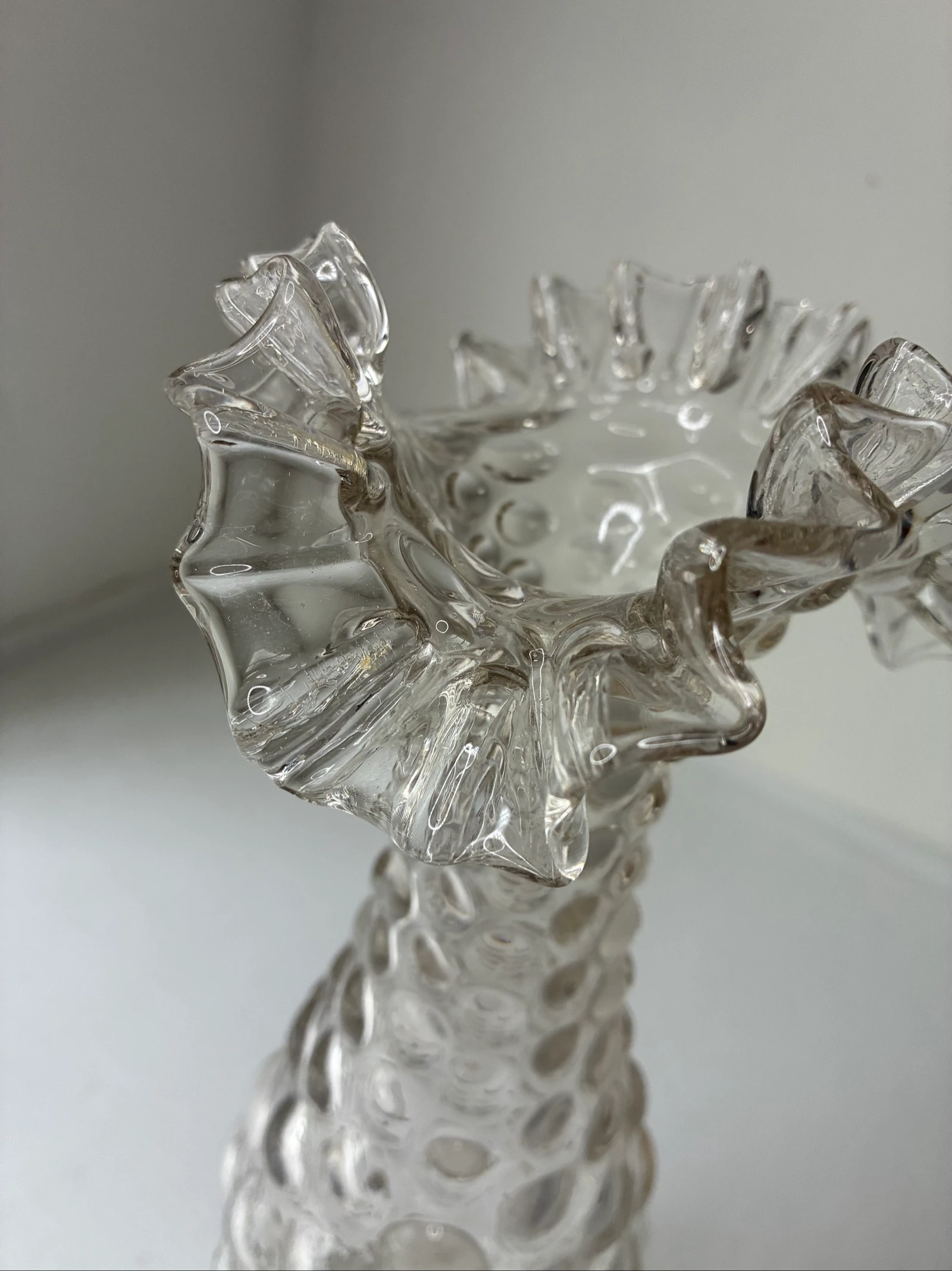 Vaso vintage de vidrio transparente con estructura de burbujas – photo 4